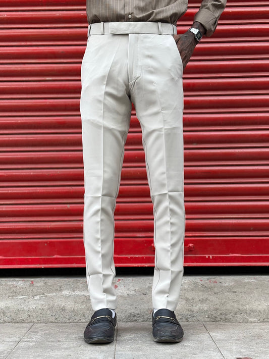 Light Beige Polo Fit Flexi Waist Formal Pants