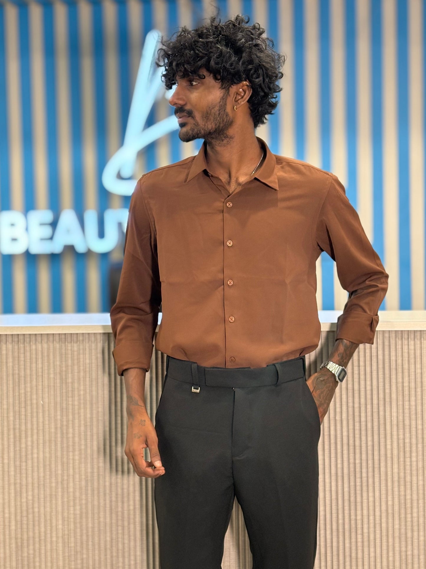 Brown Armani Solid Shirt