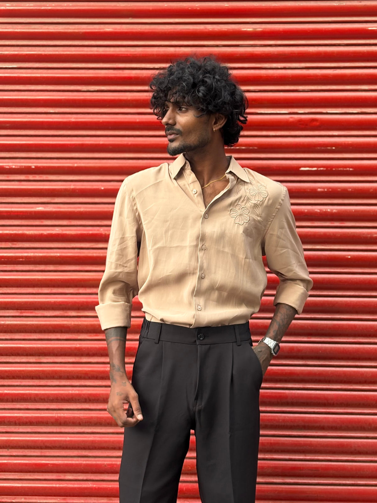 Beige Embroidery Shirt