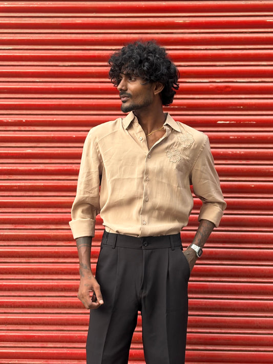 Beige Embroidery Shirt