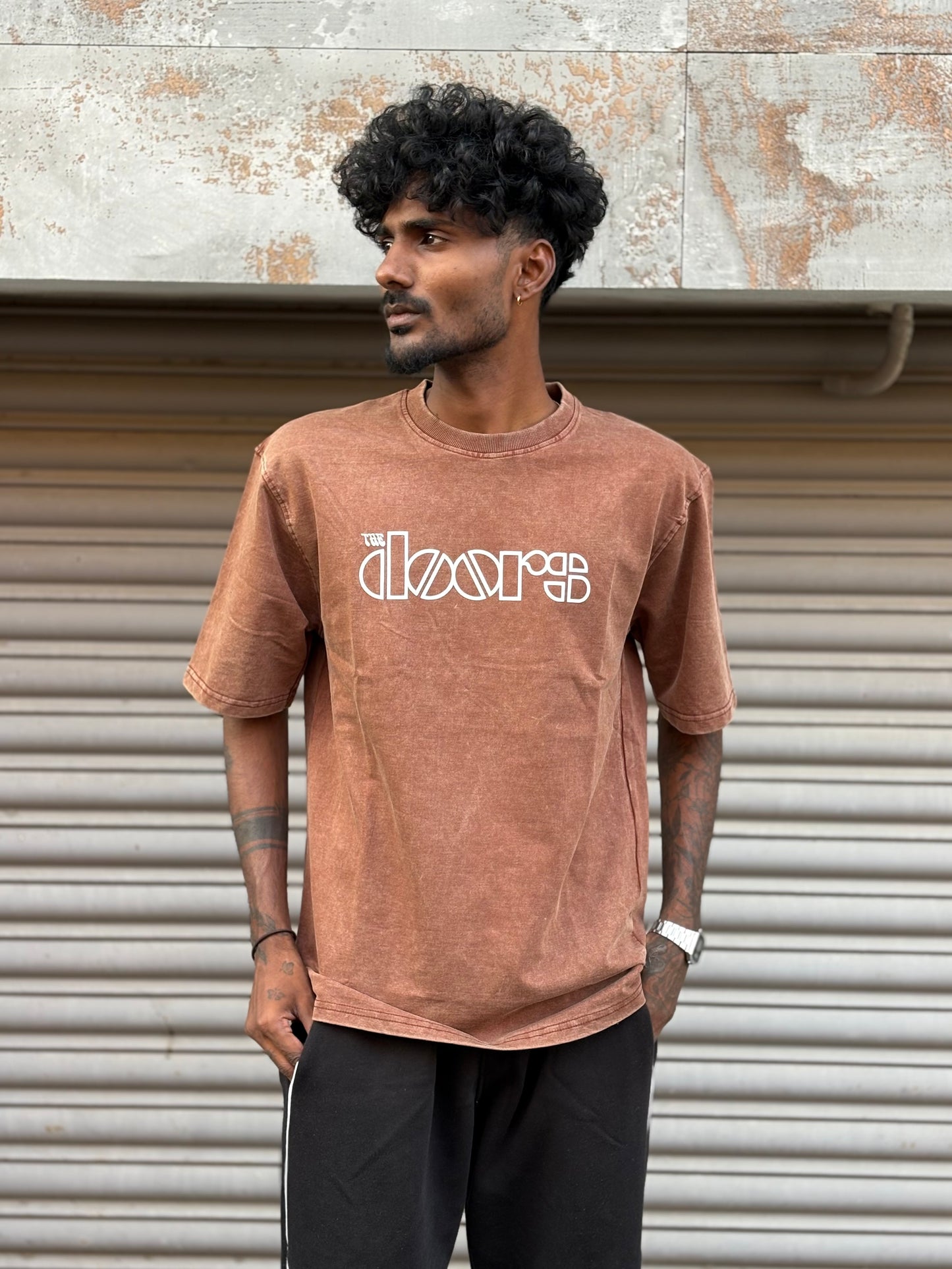 Brown Acid Wash Oversized Tshirt