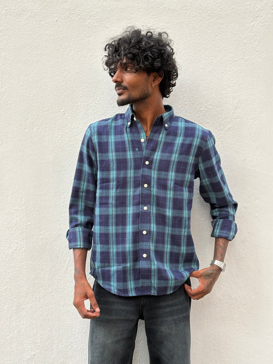 Blue Imported Checked Shirt