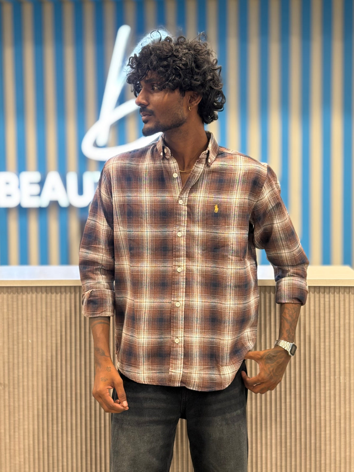 Brown Flannel Checked Shirt