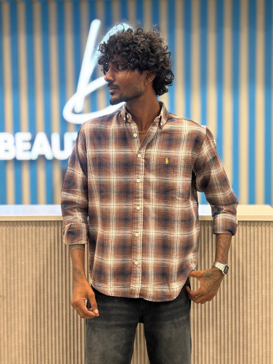 Brown Flannel Checked Shirt