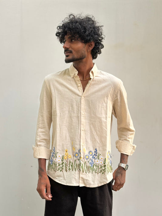 Beige Embroidery Shirt