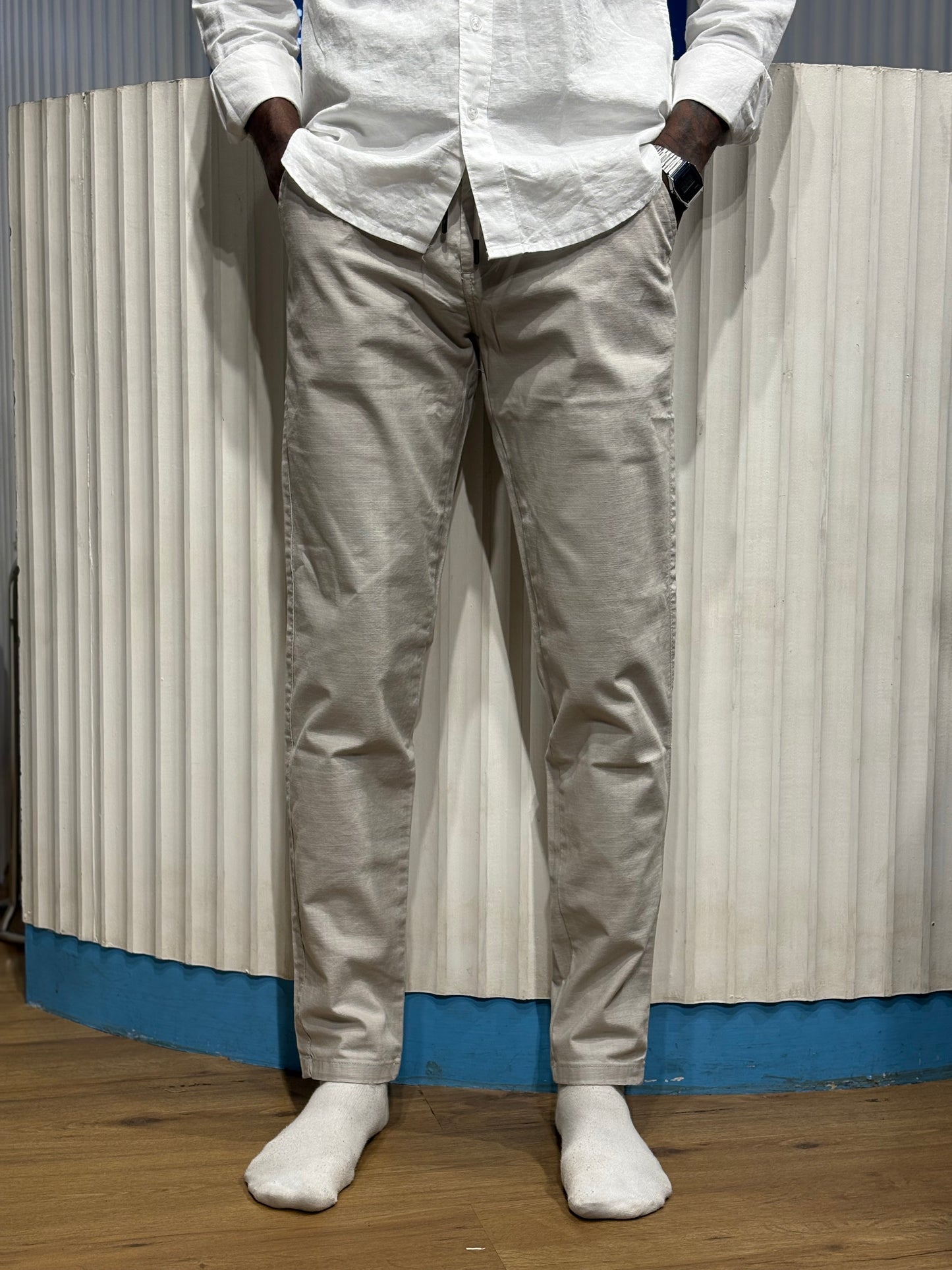 Light Grey Linen Draw String Pants