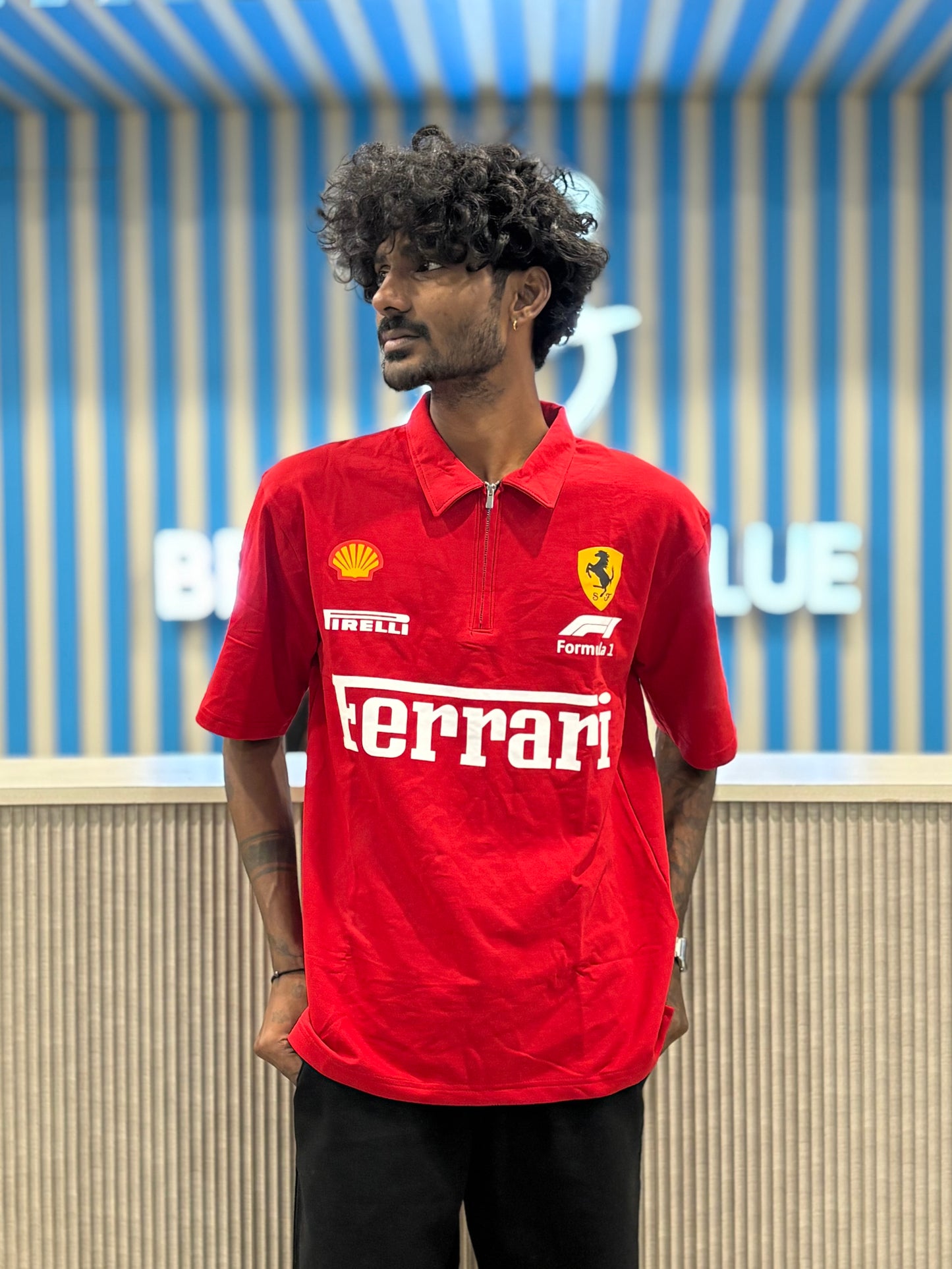 Ferrari Red Zipper Oversized Tshirt