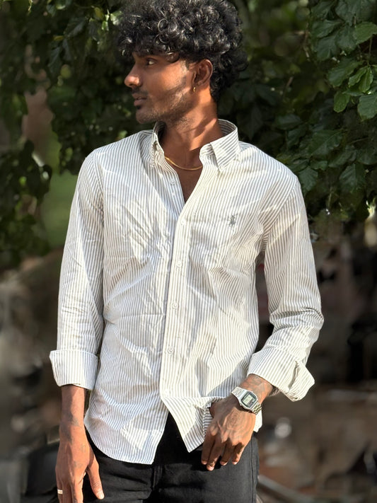Grey Striped Old Money Shirt