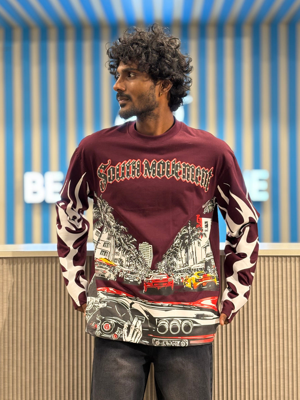 Maroon Streetwear Full sleeve T-shirt