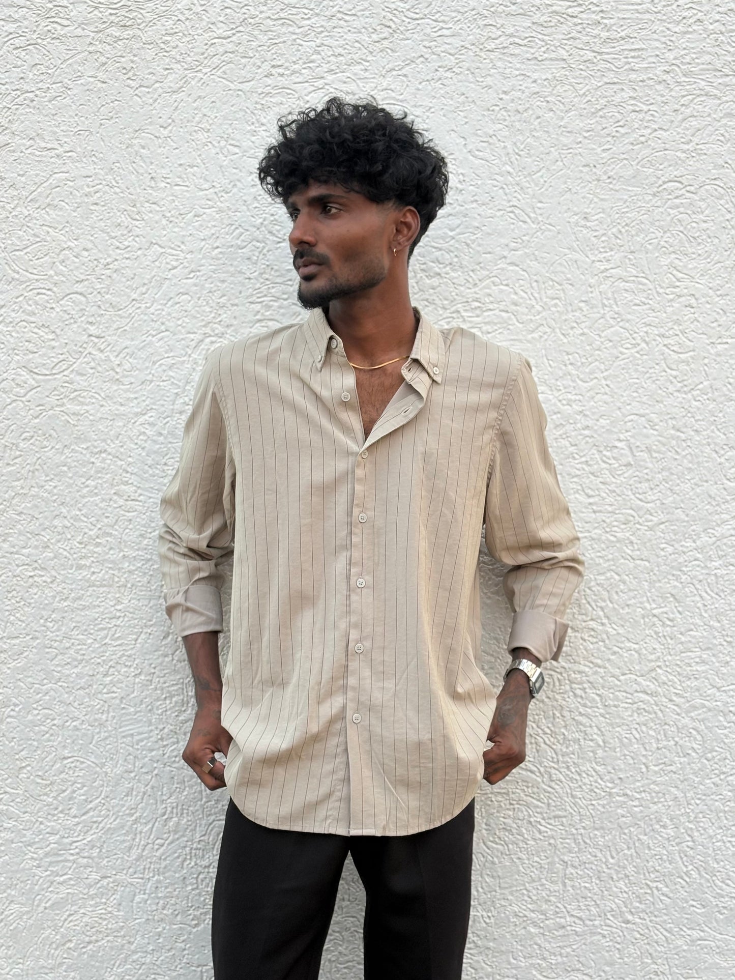 Beige Striped Shirt