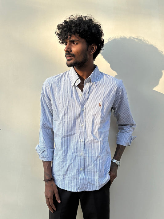 Dark Blue Striped Old Money Shirt