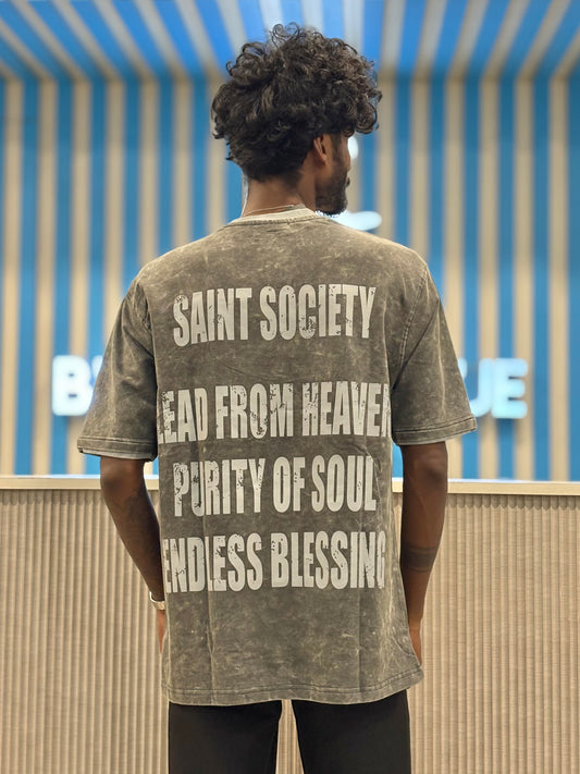 Grey Acid Wash Oversized Tshirt