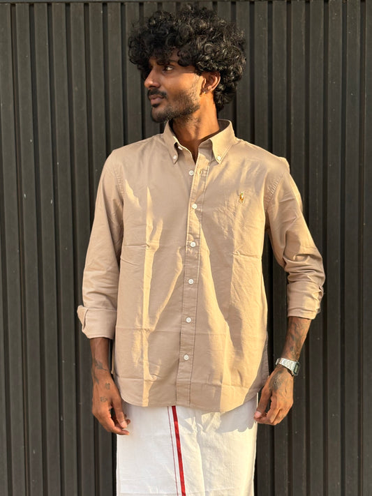 Beige Poly Oxford Shirt