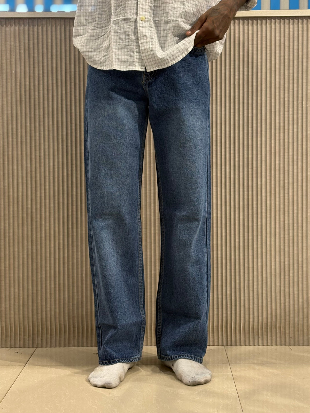 Blue Straight Fit Baggy Jeans