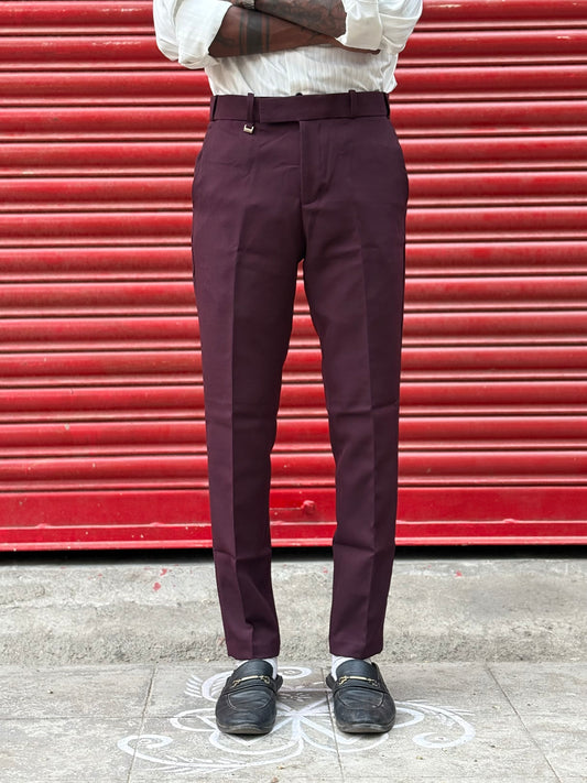 Burgundy Polo Fit Flexi Waist Formal Pants