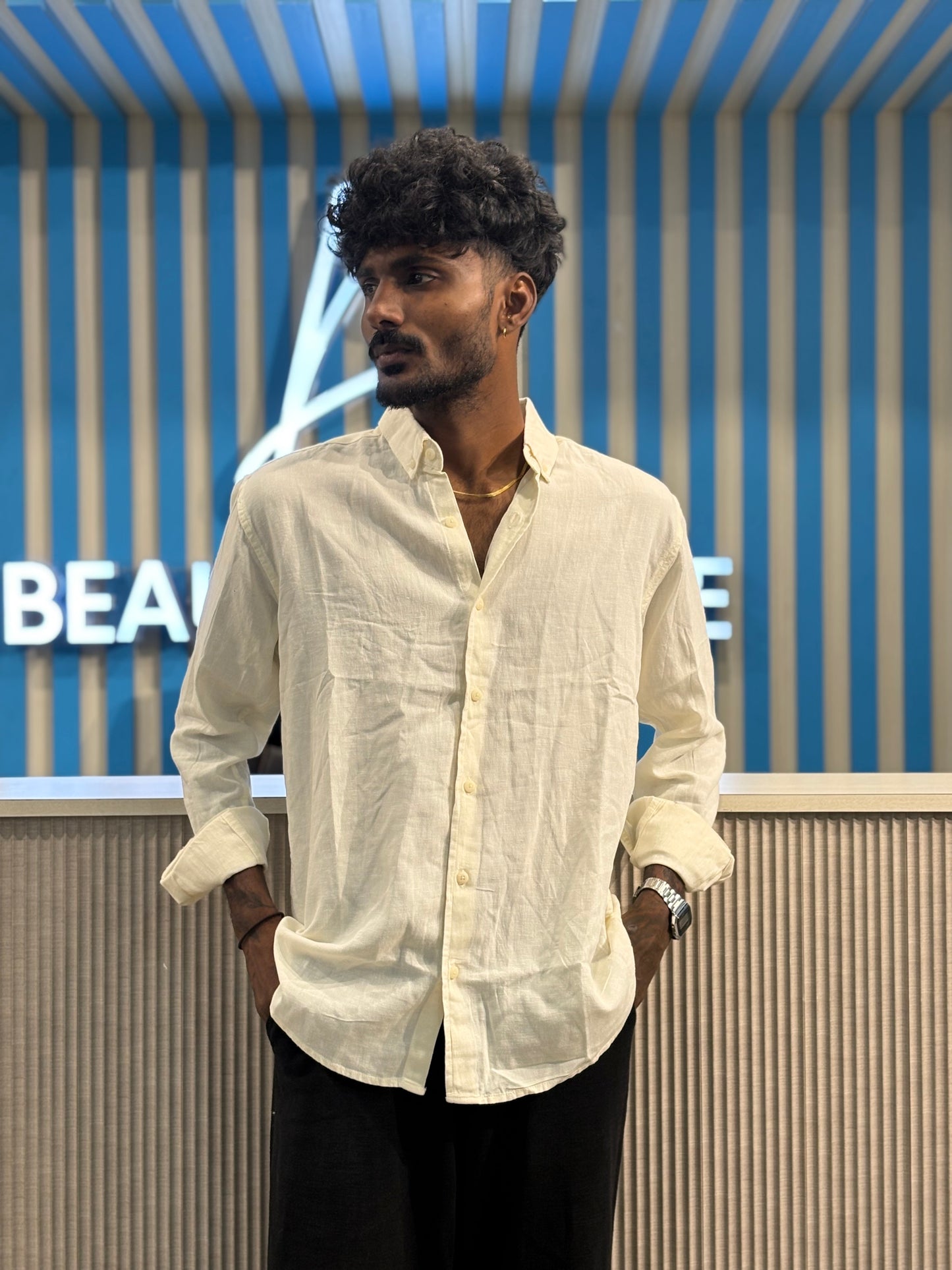 Light Yellow Linen Shirt