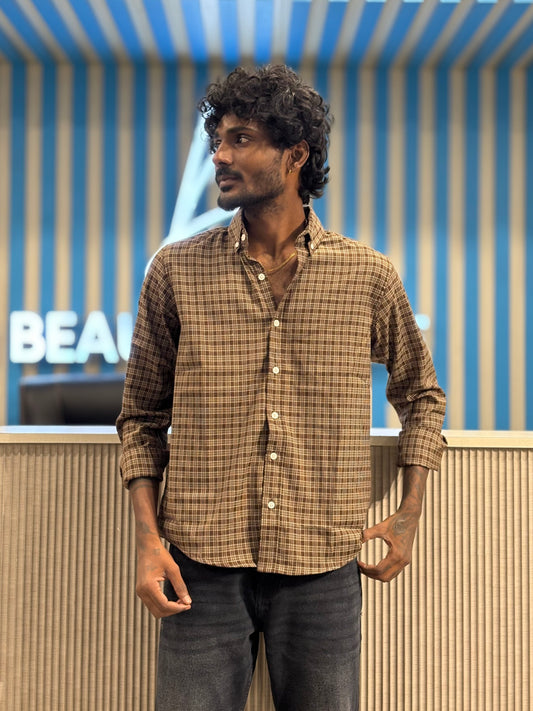 Brown Imported Checked Shirt