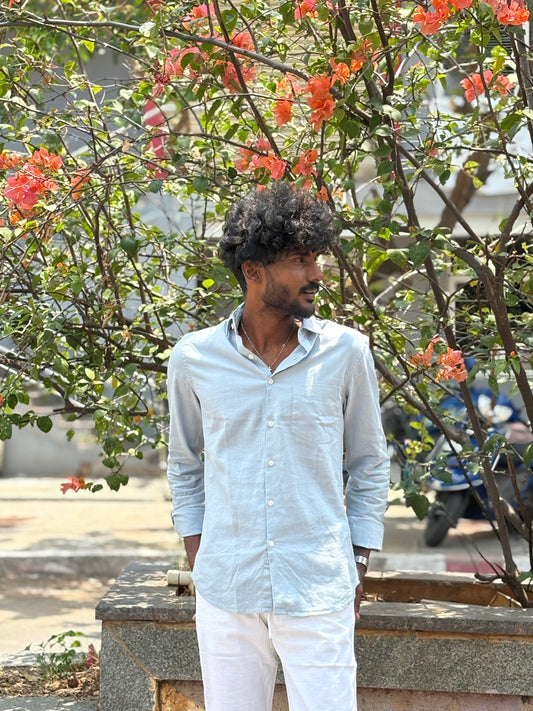 Sky Blue Linen Shirt