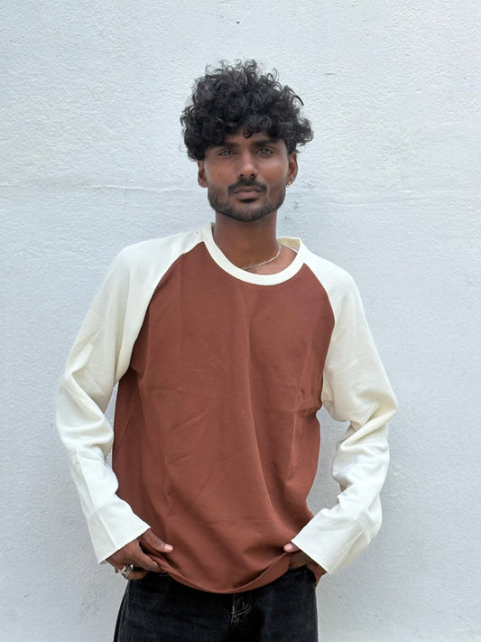 Off White And Brown Full Sleeve Tshirt