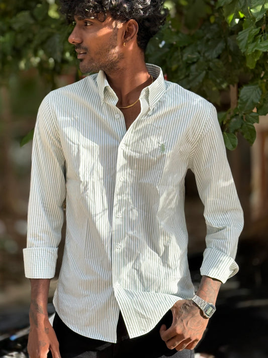 Green Striped Old Money Shirt