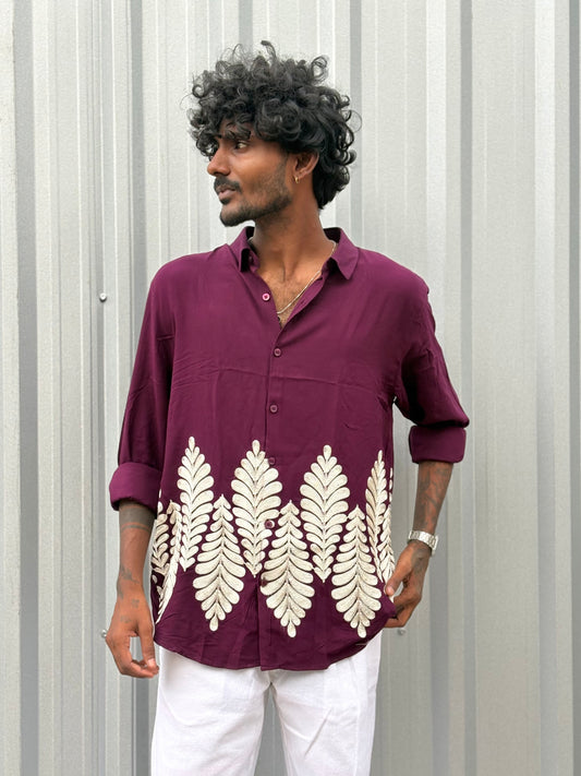 Dark Pink Embroidery Shirt