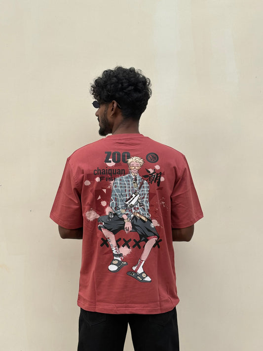 Creased Red Oversized Tshirt