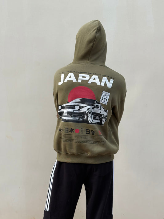Green Printed Oversized Hoodie