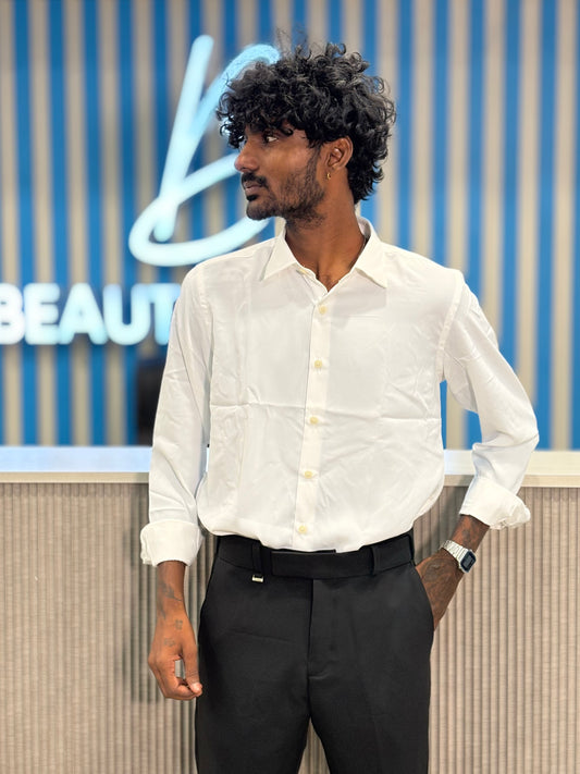White Armani Solid Shirt