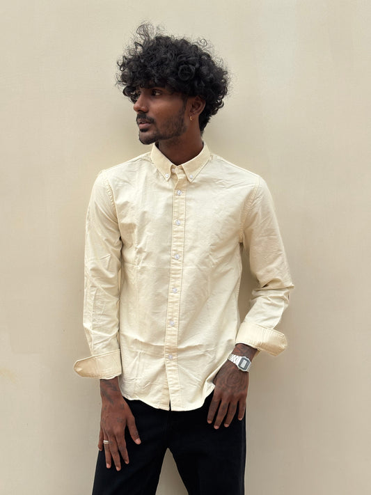 Light Yellow Elbow Patch Shirt