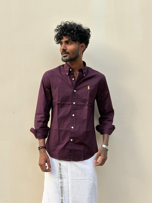 Wine Cotton Shirt
