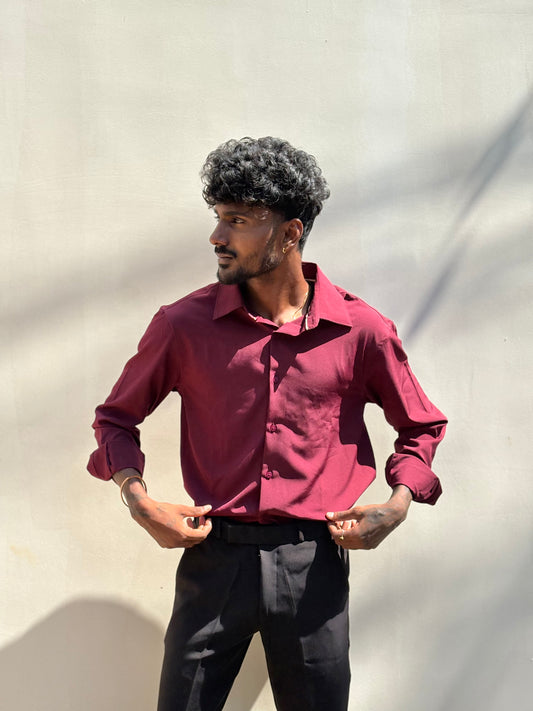 Red Slim Fit Liquid Shirt