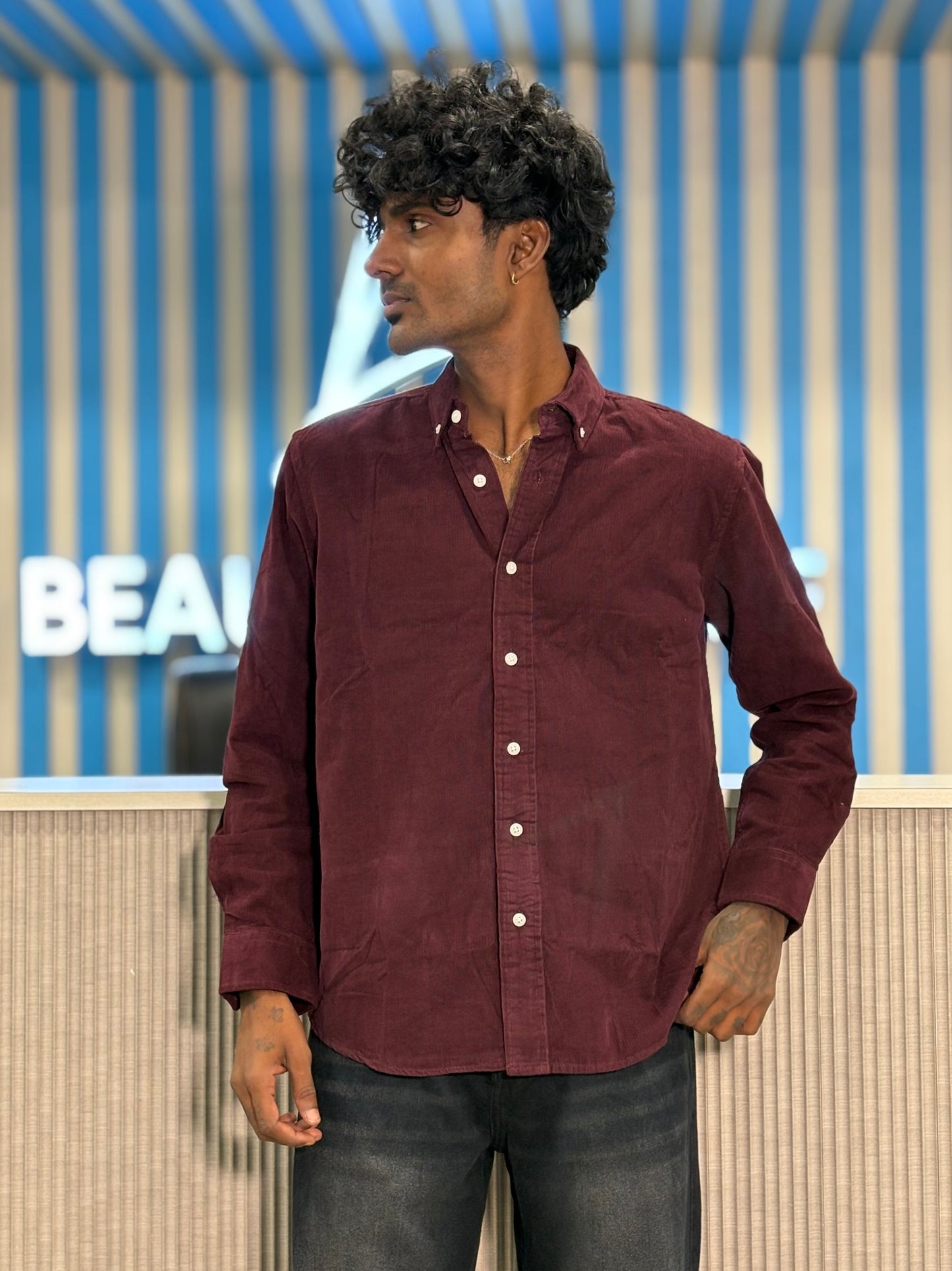 Maroon Corduroy Shirt