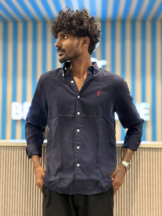 Navy Blue Linen Shirt