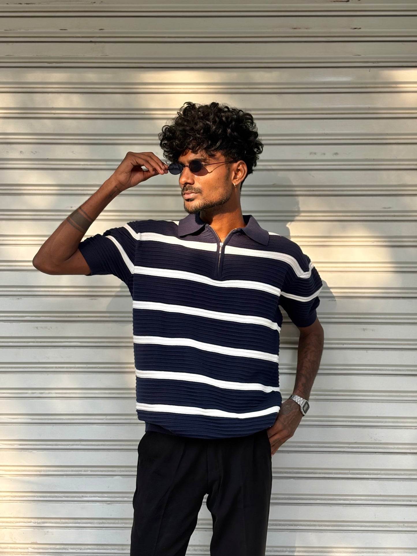 Blue Zipper Polo Tshirt