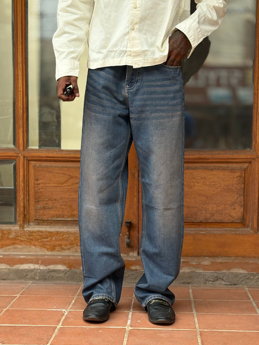 Blue Straight Fit Baggy Jeans
