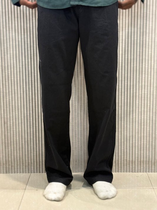 Black Linen Relaxed Fit Draw String Pants