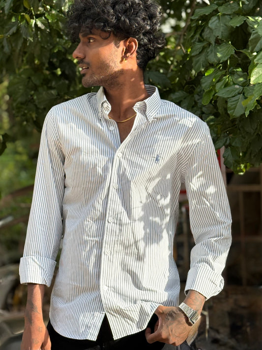 Green Striped Old Money Shirt