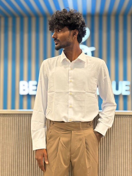 White Armani Solid Shirt