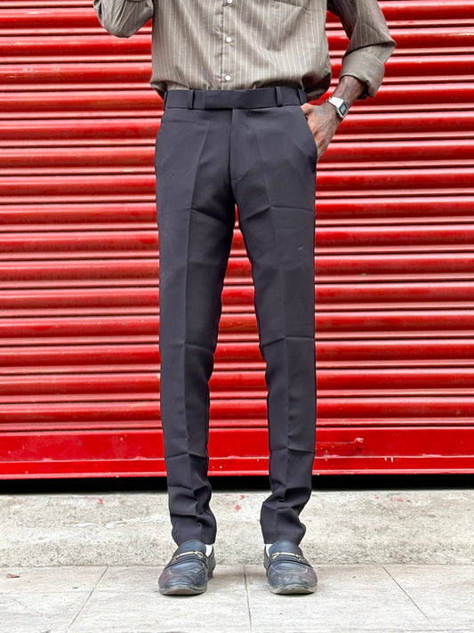 Black Polo Fit Flexi Waist Formal Pants