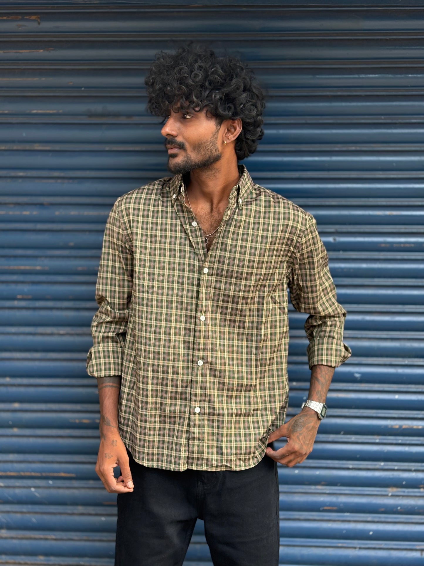 Green Imported Checked Shirt