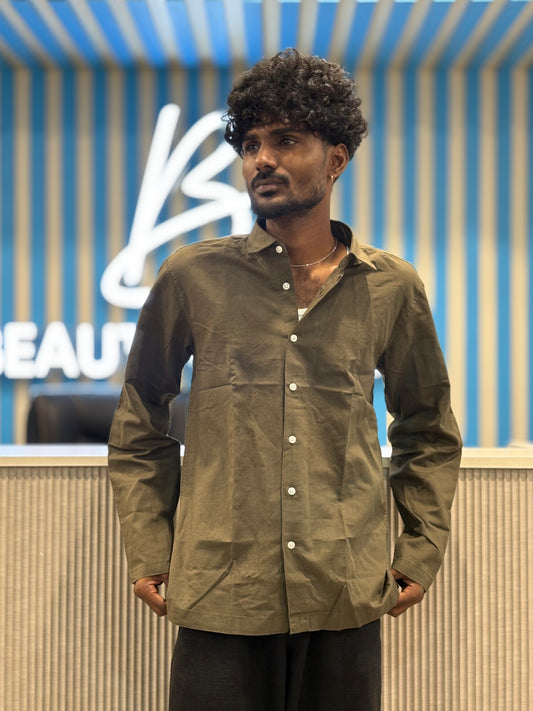 Olive Green Linen Shirt