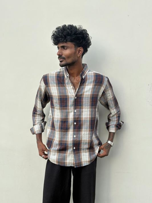 White And Brown Flannel Shirt