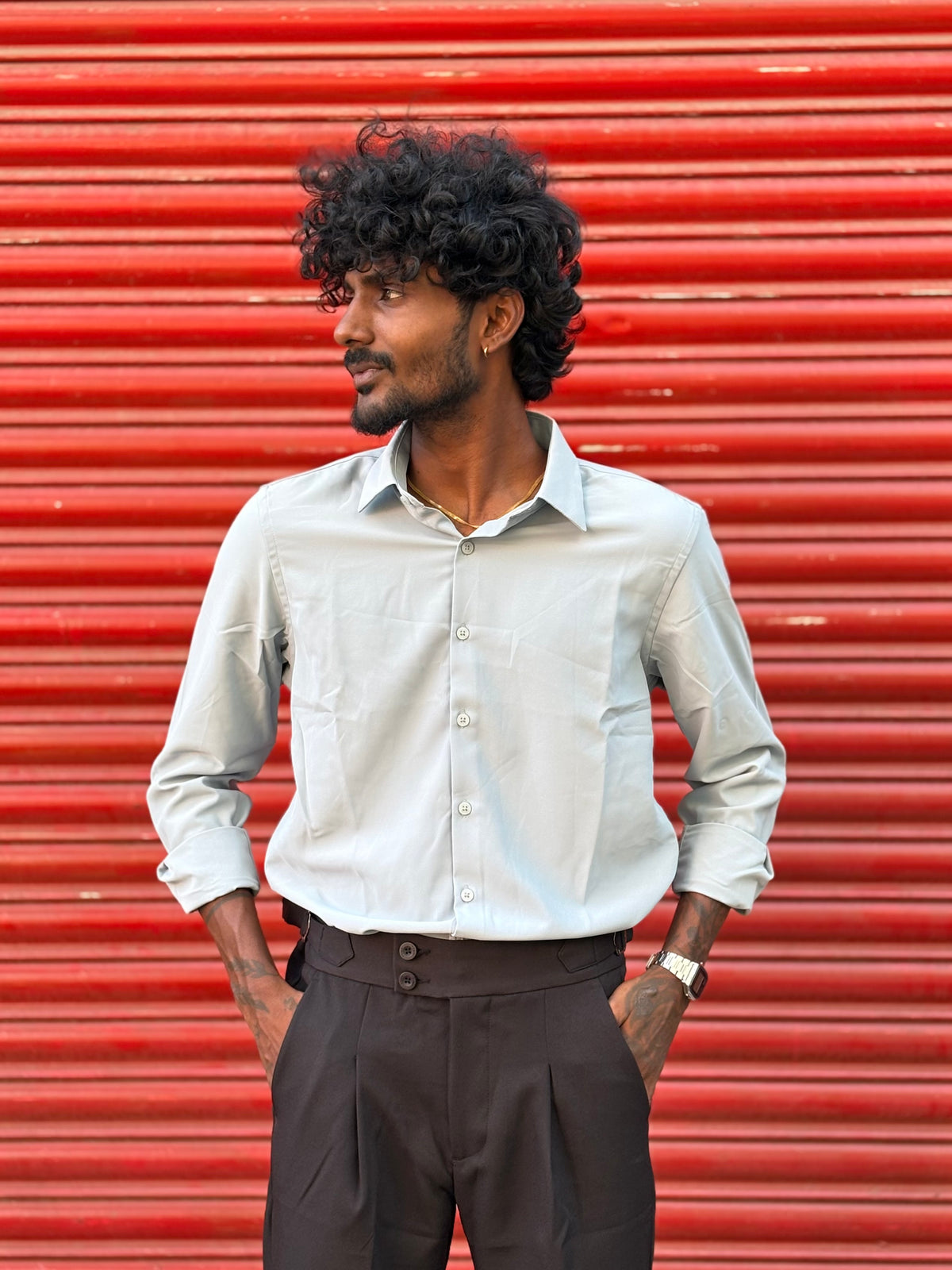 Light Blue Armani Solid Shirt