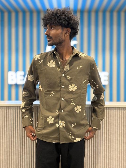 Green Puff Printed Shirt