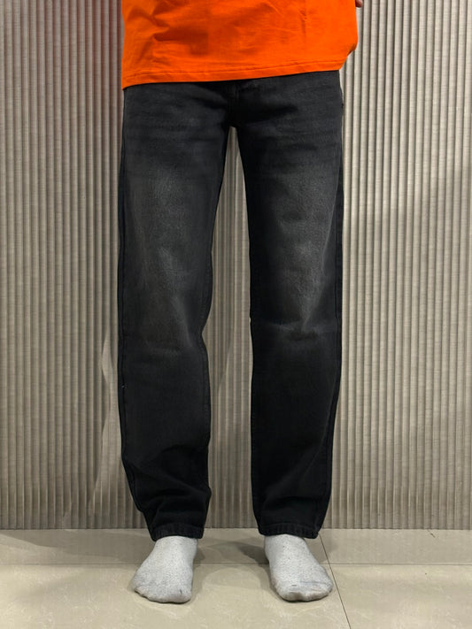 Black Whisker Shaded Mom Fit Jeans