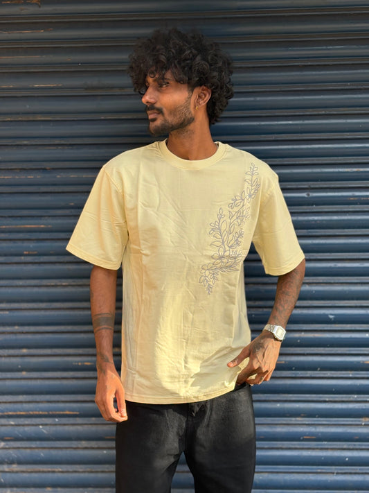 Yellow  Embroidery Oversized Tshirt