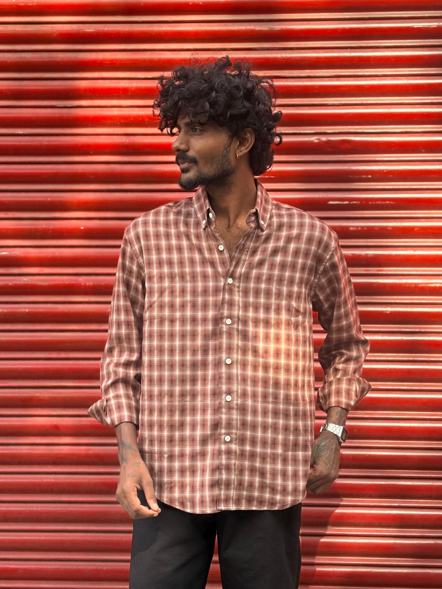 Brown Flannel Checked Shirt