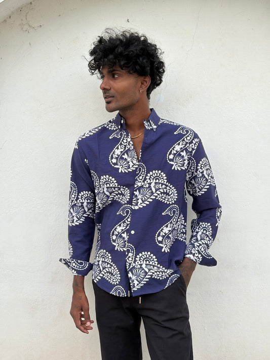 Blue Rayon Viscose Shirt