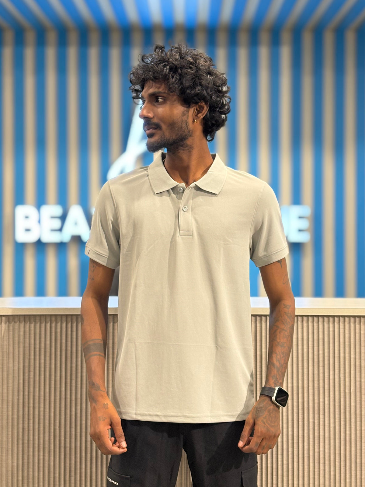 Light Grey Honeycomb Polo Tshirt