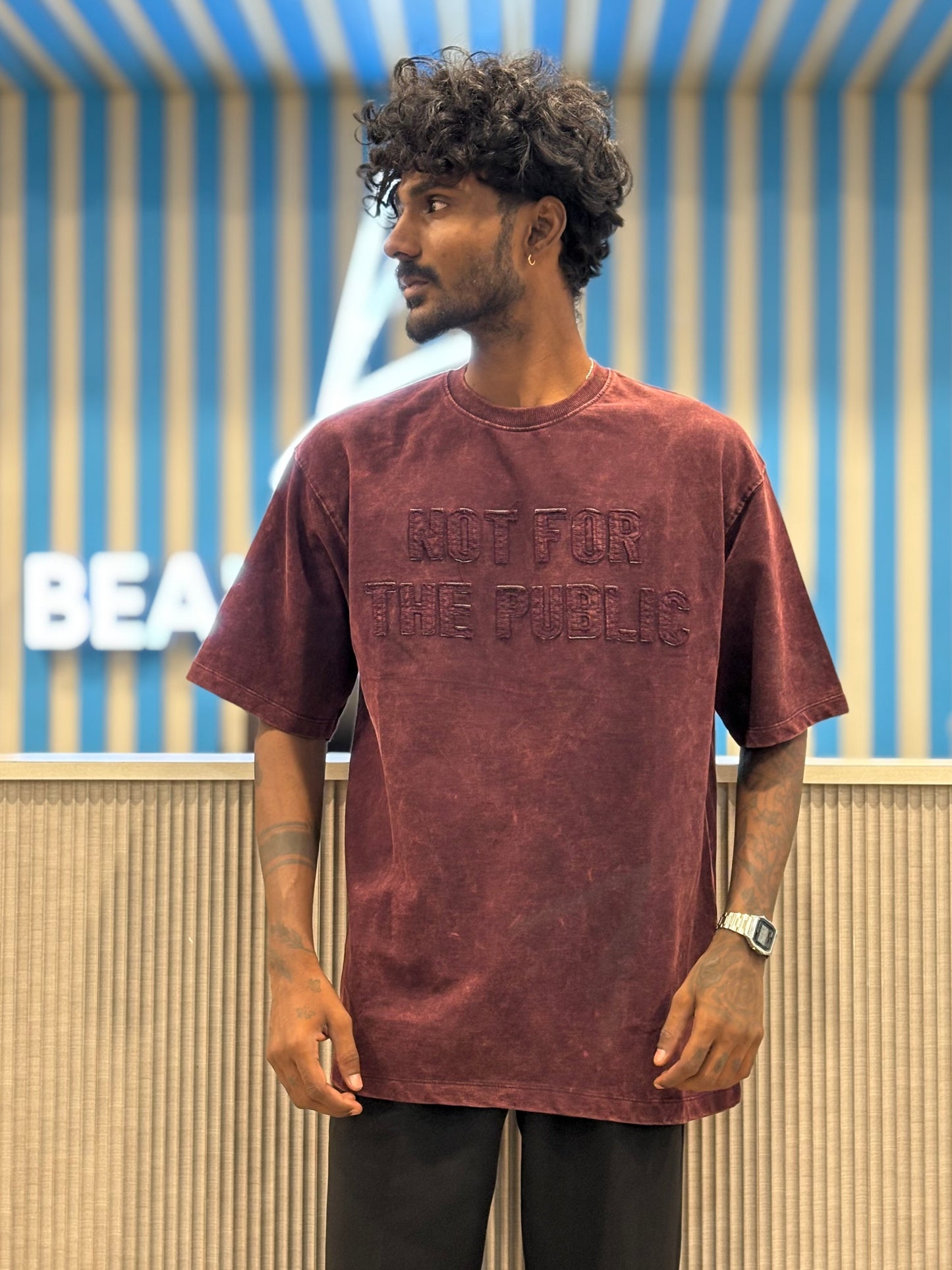 Maroon Acid Wash Oversized Tshirt